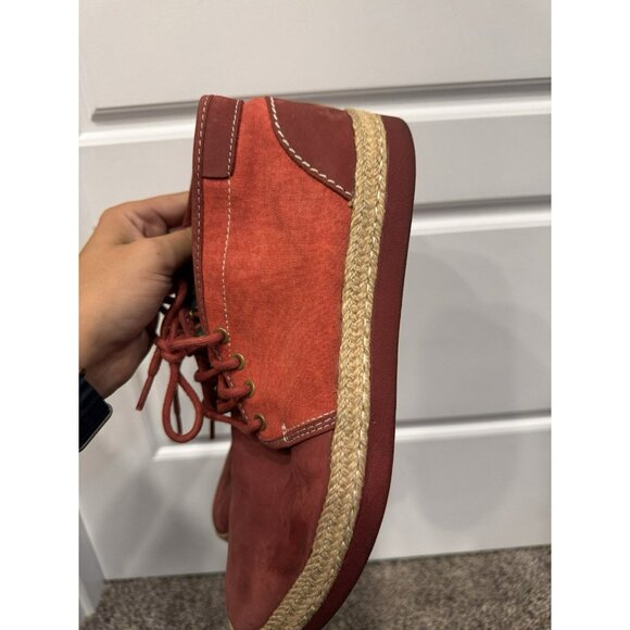 UGG Mens Cantrell Boot Size 9.5 Red Suede Canvas Casual Chukka Vibram Sole Shoe - Picture 5 of 8